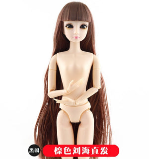 BJD Doll 20 Ball Joint Doll 3D Eyes Bjd Plastic Doll 30 Cm Doll Dolls for Girls Toys Long Wig Hair Female Nude Body Fashion Doll