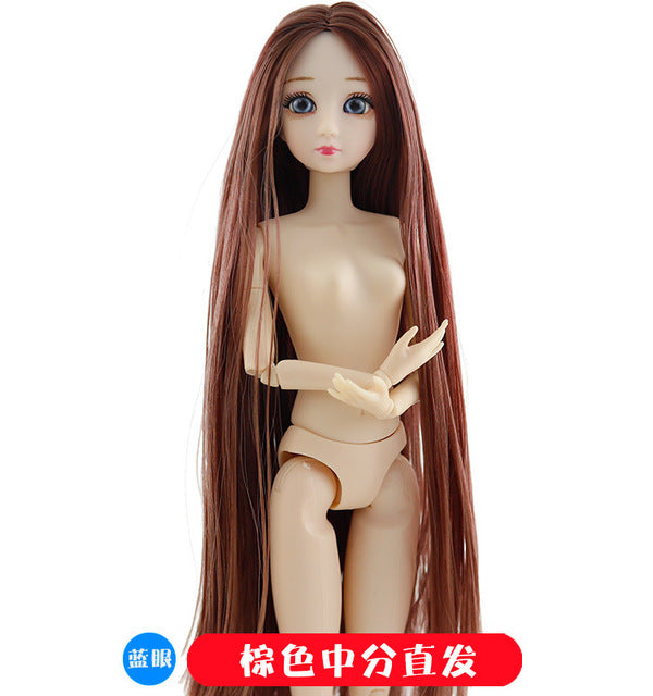 BJD Doll 20 Ball Joint Doll 3D Eyes Bjd Plastic Doll 30 Cm Doll Dolls for Girls Toys Long Wig Hair Female Nude Body Fashion Doll