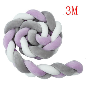 1M/2M/3M Mixed Colours Baby Bed Bumper Braided Crib Pillow Knot Cushion Bolster Pillow Kids Crib Bumper Pillow Nursery Decor