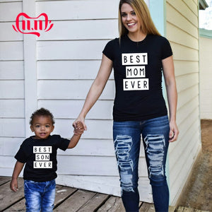 1pcs Mommy & Me Tee Shirt Best Mom Ever Best Son Ever Mama and Son T Shirts Summer Family Matching Clothes Mother & Kids Outfits