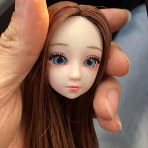 1/6 bjd Dolls Accessories Head Blue&Purple 3D Eyes For Long Wig Hair Female Naked Nude 30cm Dolls Toy For Girls Head without Body