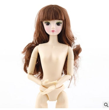 1/6 bjd Dolls Accessories Head Blue&Purple 3D Eyes For Long Wig Hair Female Naked Nude 30cm Dolls Toy For Girls Head without Body