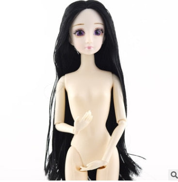 1/6 bjd Dolls Accessories Head Blue&Purple 3D Eyes For Long Wig Hair Female Naked Nude 30cm Dolls Toy For Girls Head without Body