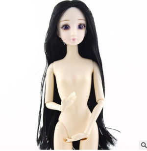 1/6 bjd Dolls Accessories Head Blue&Purple 3D Eyes For Long Wig Hair Female Naked Nude 30cm Dolls Toy For Girls Head without Body