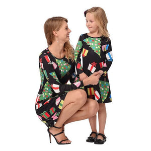 LOOZYKIT Mom and Daughter Dress 2019 New Autumn Christmas Family Matching Clothes Christmas Pajamas Dresses Xmas Clothes