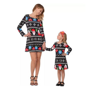 LOOZYKIT Mom and Daughter Dress 2019 New Autumn Christmas Family Matching Clothes Christmas Pajamas Dresses Xmas Clothes