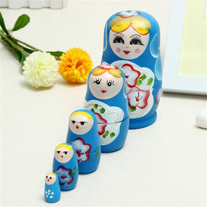 JIMITU 5PCS/Set Lovely Matryoshka Wooden Dolls Nesting Babushka Russian Hand Paint for Kids Christmas Toys Gifts dolls for kids