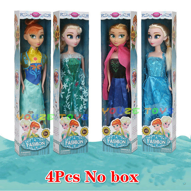 4PCS 30cm Original Box High Quality Anna and Elsa Boneca Elsa Doll Fever 2 Princess Dolls Figures Girls Toys Children Gift Set