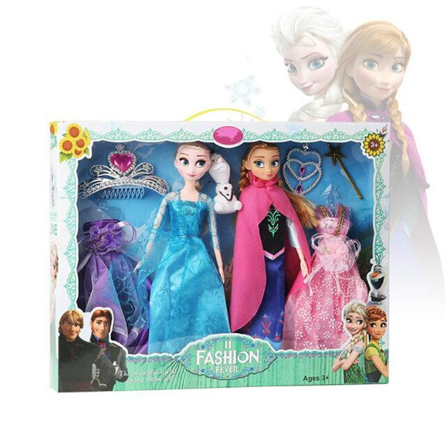 4PCS 30cm Original Box High Quality Anna and Elsa Boneca Elsa Doll Fever 2 Princess Dolls Figures Girls Toys Children Gift Set