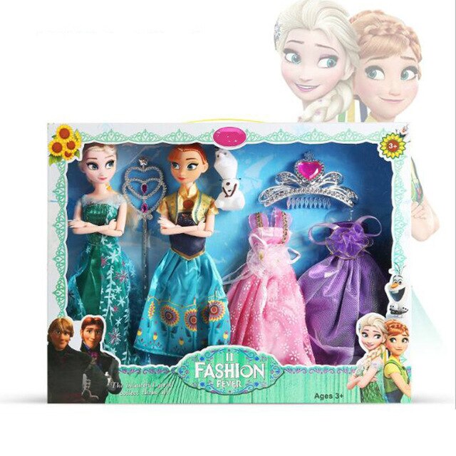 4PCS 30cm Original Box High Quality Anna and Elsa Boneca Elsa Doll Fever 2 Princess Dolls Figures Girls Toys Children Gift Set