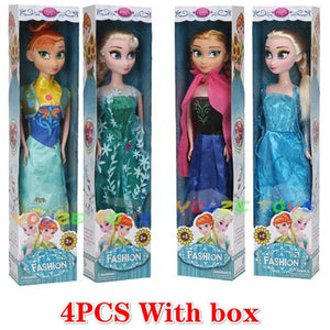 4PCS 30cm Original Box High Quality Anna and Elsa Boneca Elsa Doll Fever 2 Princess Dolls Figures Girls Toys Children Gift Set