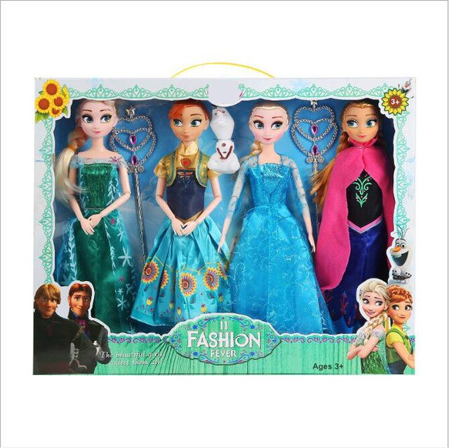 4PCS 30cm Original Box High Quality Anna and Elsa Boneca Elsa Doll Fever 2 Princess Dolls Figures Girls Toys Children Gift Set