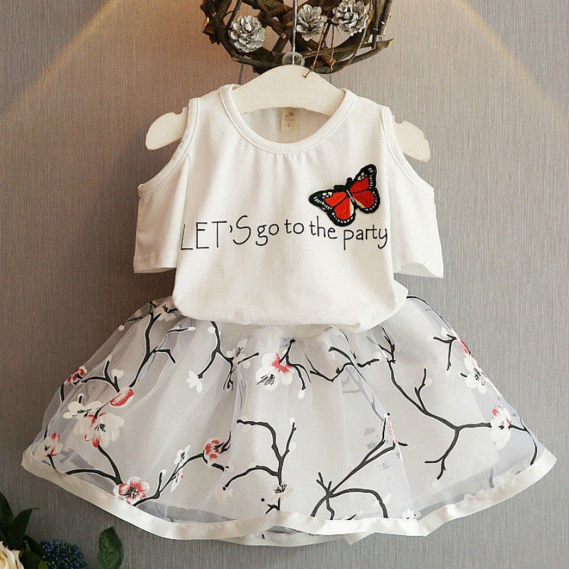 2PCS Toddler Kids Baby Girls T-shirt Tops+Floral Skirt Dress Outfits Girls Clothes Set 2T 3T 4T 5T 6T