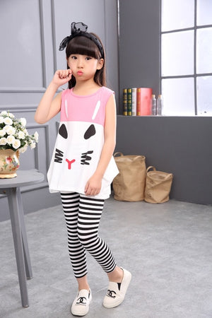 Children Girl Summer wear outfit 3-14Y Teen clothing sets shirts+pants 2pcs girls clothes sets