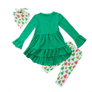 Christmas Child Kids Baby Girls Outfit Clothes Long Sleeve Blouse Shirt Tops+Pants