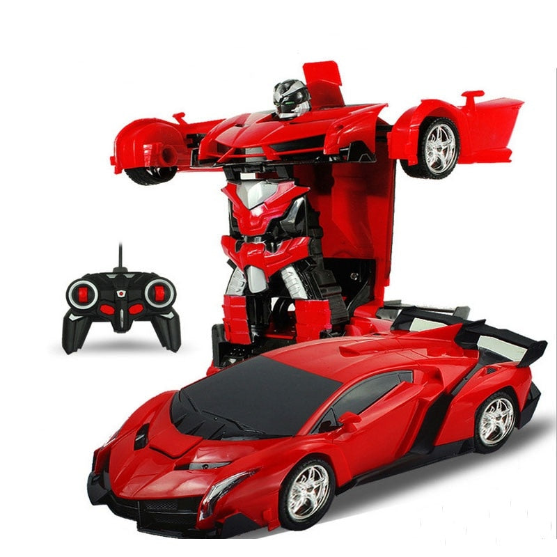 RC Car Transform Robot Car Toys Electronic Remote Control Vehicles with One Button Tranforming 2 In 1 Radio-Controlled Machine