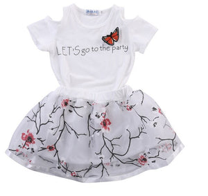 2PCS Toddler Kids Baby Girls T-shirt Tops+Floral Skirt Dress Outfits Girls Clothes Set 2T 3T 4T 5T 6T