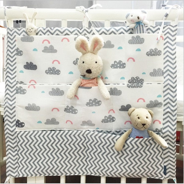 Cartoon Rooms Nursery Hanging Storage Bag Baby Cot Bed Crib Organizer Toy Diaper Pocket for Newborn Crib Bedding Set 58*48cm