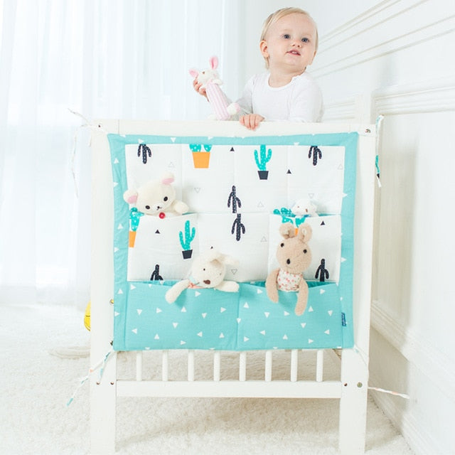 Cartoon Rooms Nursery Hanging Storage Bag Baby Cot Bed Crib Organizer Toy Diaper Pocket for Newborn Crib Bedding Set 58*48cm