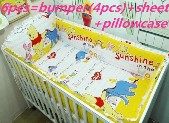 Promotion! 6PCS  Baby Crib Bedding Sets Baby Nursery Cot Kit set ,include(bumpers+sheet+pillow cover)