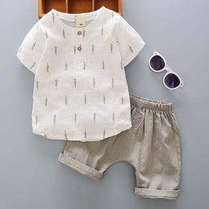 Casual Toddler Outfits Baby Boy Summer Clothes Newborn Boy Clothing Set Sports T-shirt+ Shorts Suits Leaves Print Clothes