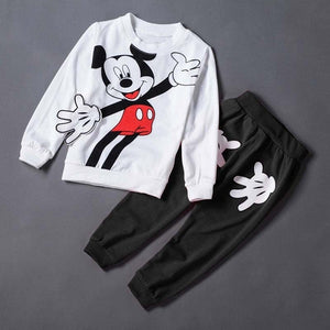 Spring Autumn New Children Boys Clothes Mickey Minnie Children Boys Clothes Mickey Set Cartoon Baby Girl Long-sleeved Two-piece