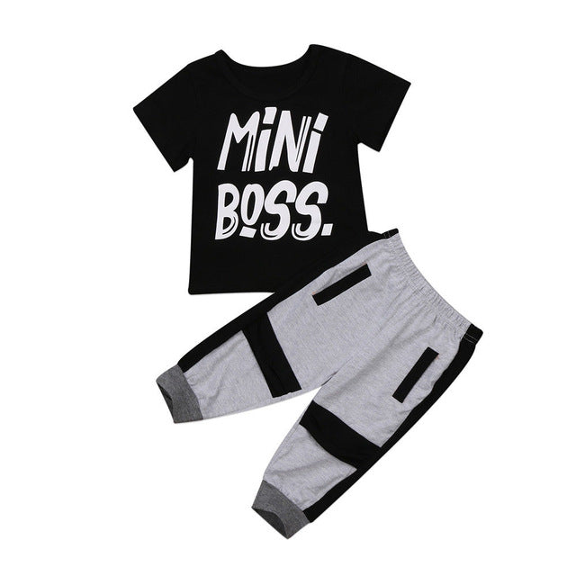 Pudcoco Boys Clothes 2Pcs Toddler Kids Baby Boy T-shirt Tops Pants  Outfits Set Clothes Age 1-6T