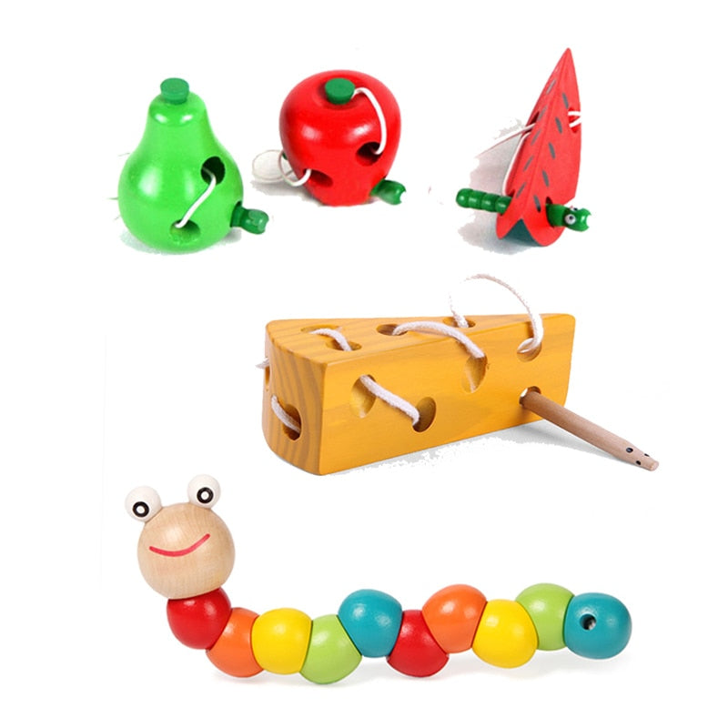 Colorful Wooden Worm Puzzles Kids Learning Educational Didactic Baby Development Toys Fingers Game for Children Montessori Gift