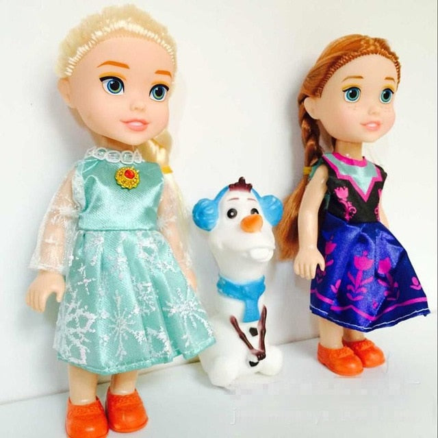Hot 3pcs Princess Anna Elsa Dolls For Girls Toys Princess Anna Elsa Dolls For Girls Toys 16cm Small Plastic Baby Dolls Congelad