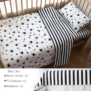 Baby Bedding Set Nordic Striped Star Crib Bedding Set With Bumper Cotton Soft Baby Bed Linen Items For Newborns Nursery Decor