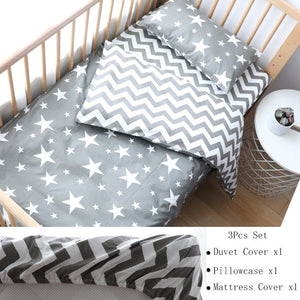 Baby Bedding Set Nordic Striped Star Crib Bedding Set With Bumper Cotton Soft Baby Bed Linen Items For Newborns Nursery Decor