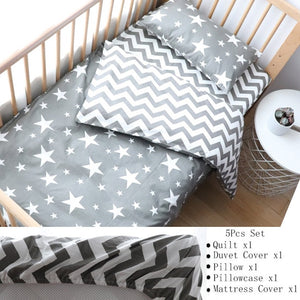 Baby Bedding Set Nordic Striped Star Crib Bedding Set With Bumper Cotton Soft Baby Bed Linen Items For Newborns Nursery Decor