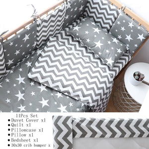 Baby Bedding Set Nordic Striped Star Crib Bedding Set With Bumper Cotton Soft Baby Bed Linen Items For Newborns Nursery Decor