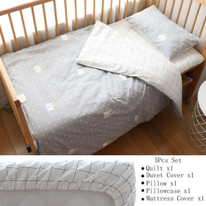 Baby Bedding Set Nordic Striped Star Crib Bedding Set With Bumper Cotton Soft Baby Bed Linen Items For Newborns Nursery Decor