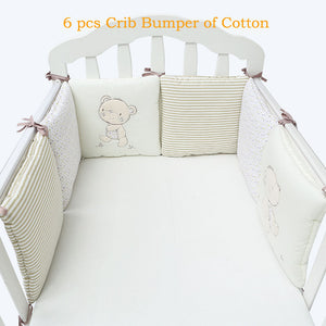 Children infant crib bumper bed protector baby kids cotton cot nursery for bear bumper boy and girl bedding 6 pc plush