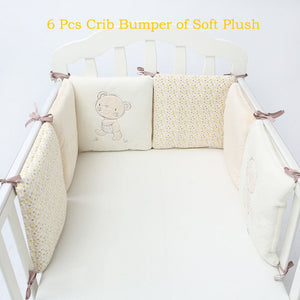 Children infant crib bumper bed protector baby kids cotton cot nursery for bear bumper boy and girl bedding 6 pc plush