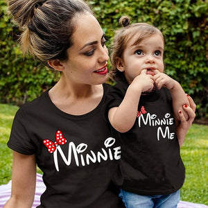 Bow Mother Daughter Matching T shirts Family Look Mommy and Me Clothes Mom Mum Mama and Baby Girls Tshirt Dresses Family Outfits