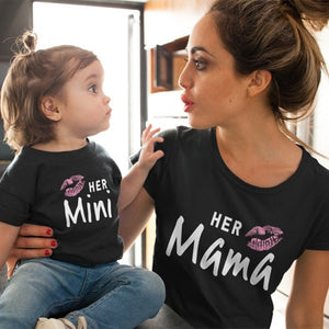 Bow Mother Daughter Matching T shirts Family Look Mommy and Me Clothes Mom Mum Mama and Baby Girls Tshirt Dresses Family Outfits