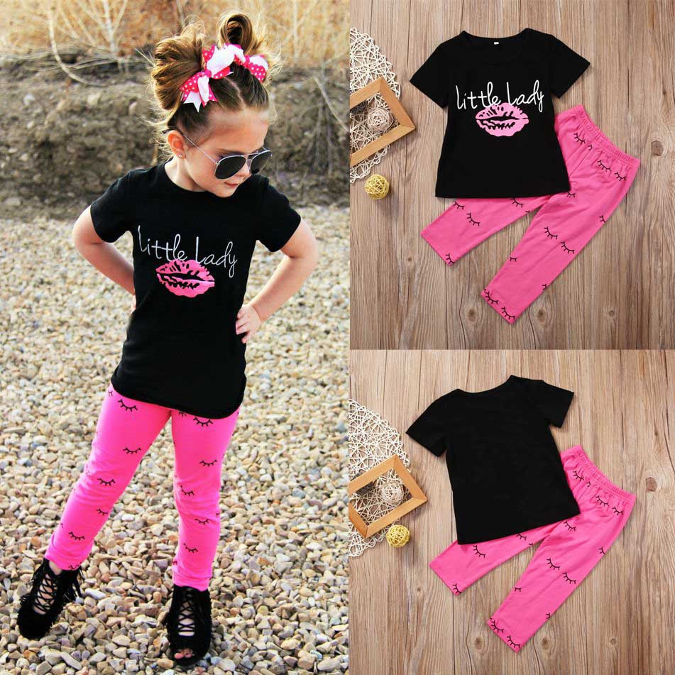 Pudcoco Girl Set USA 1-6Year Kid Baby Girls Outfits T-shirt Tops +Leggings Pants Clothes Set